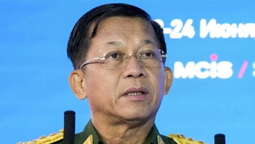 Pemimpin junta Myanmar, Min Aung Hlaing (dok. AP Photo/Alexander Zemlianichenko, Pool, File)