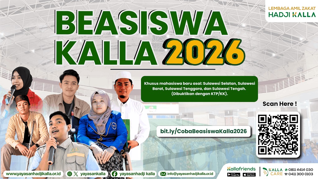 Peluang Emas Mahasiswa: Beasiswa Kalla 2026 Buka Pendaftaran, Raih Dukungan Dana Pendidikan Capai Rp7,5 Juta