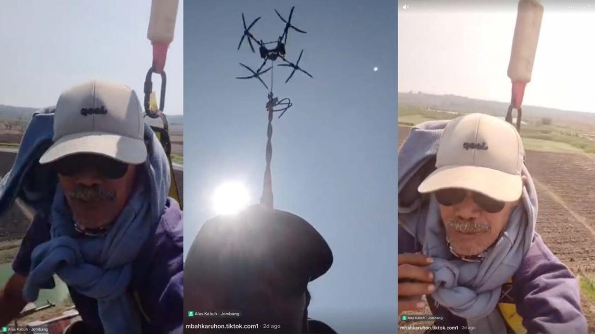 Fenomena Unik di Jombang: Petani Terpantau Pulang dari Kebun Menggunakan 'Taksi Udara' Drone Raksasa