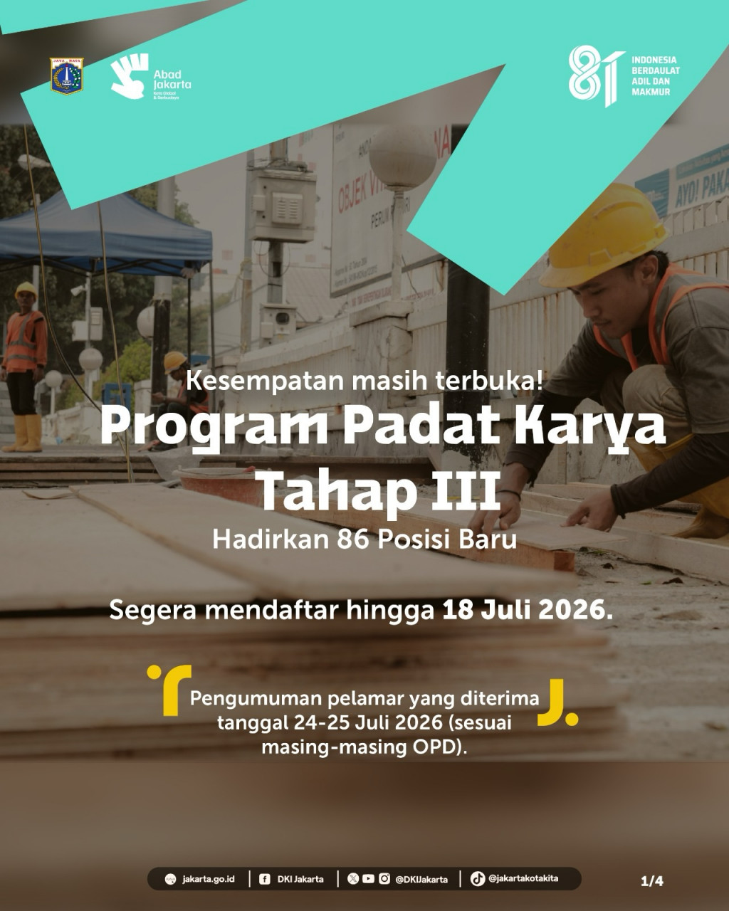 Peluang Emas Ibu Kota: Pemprov DKI Buka 86 Posisi Pekerjaan Padat Karya, Segera Daftar Sebelum 18 Juli!