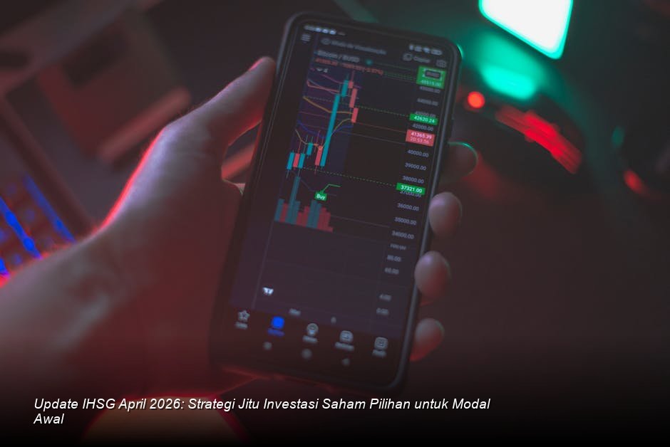 Suasana modern di lantai bursa dengan layar monitor menampilkan grafik candlestick berwarna hijau yang sedang menanjak tajam.